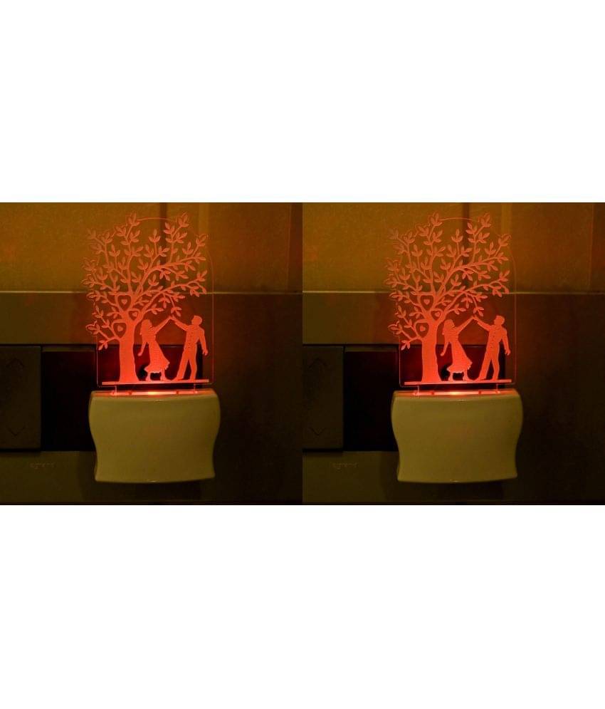 AFAST 3D Color Changing Plug & Play Valentine Gifting Night Lamp White - Pack of 2 AFAST 3D Color Changing Plug & Play Valentine Gifting Night Lamp White - Pack of 2