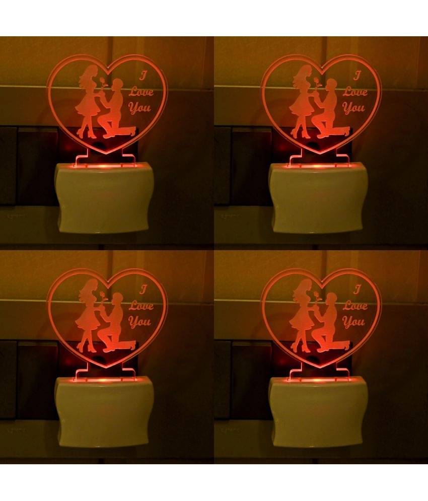     			AFAST 3D Color Changing Plug & Play Valentine Gifting Night Lamp White - Pack of 4