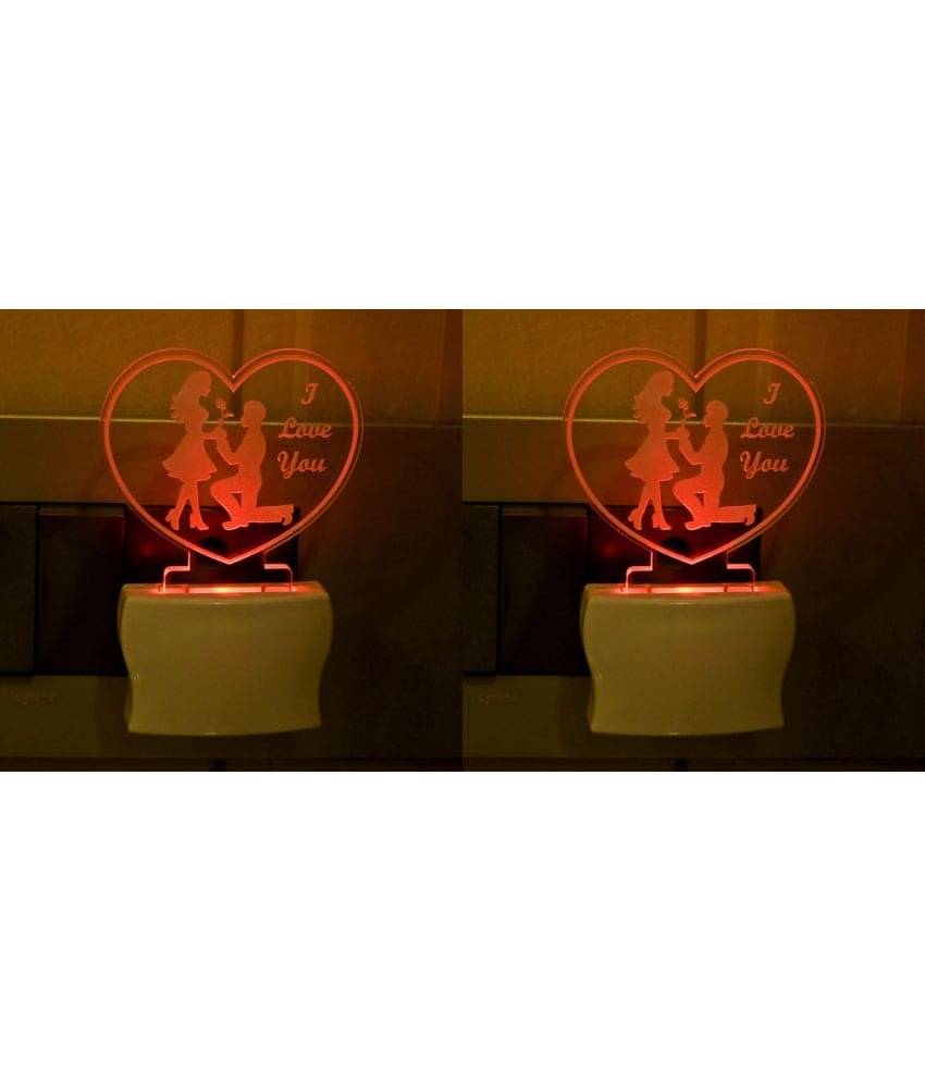 AFAST 3D Color Changing Plug & Play Valentine Gifting Night Lamp White - Pack of 2 AFAST 3D Color Changing Plug & Play Valentine Gifting Night Lamp White - Pack of 2