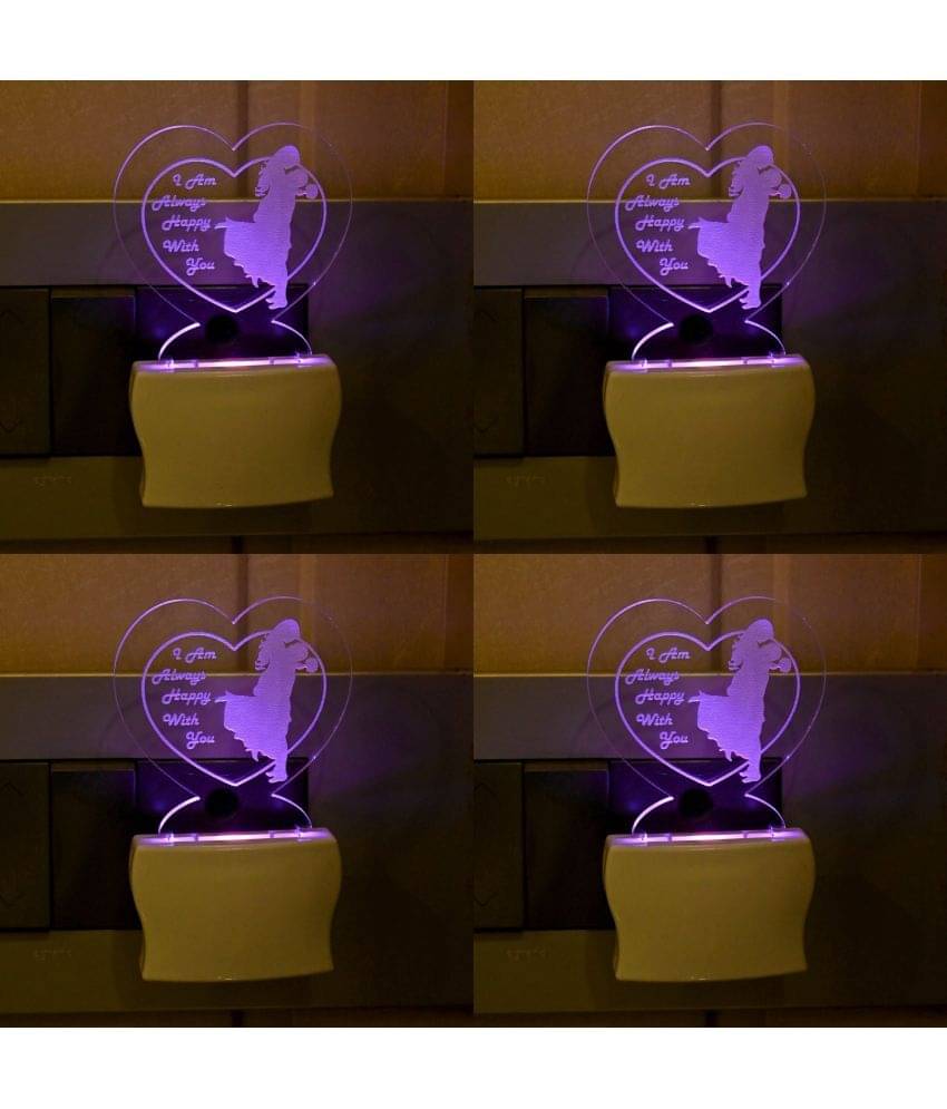     			AFAST 3D Color Changing Plug & Play Valentine Gifting Night Lamp White - Pack of 4