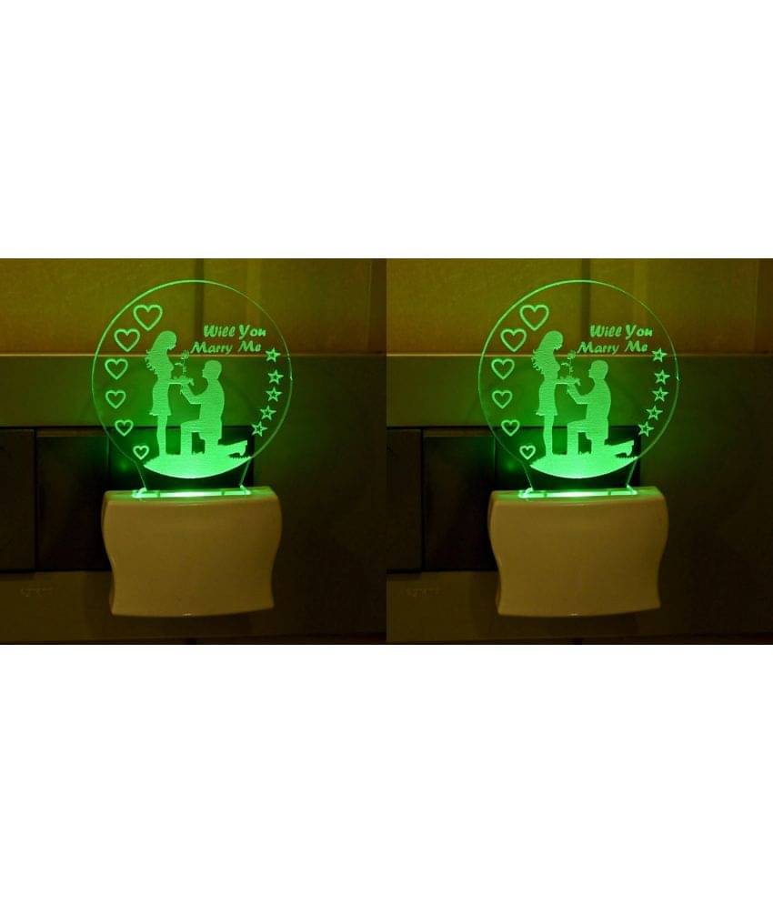     			AFAST 3D Color Changing Plug & Play Valentine Gifting Night Lamp White - Pack of 2