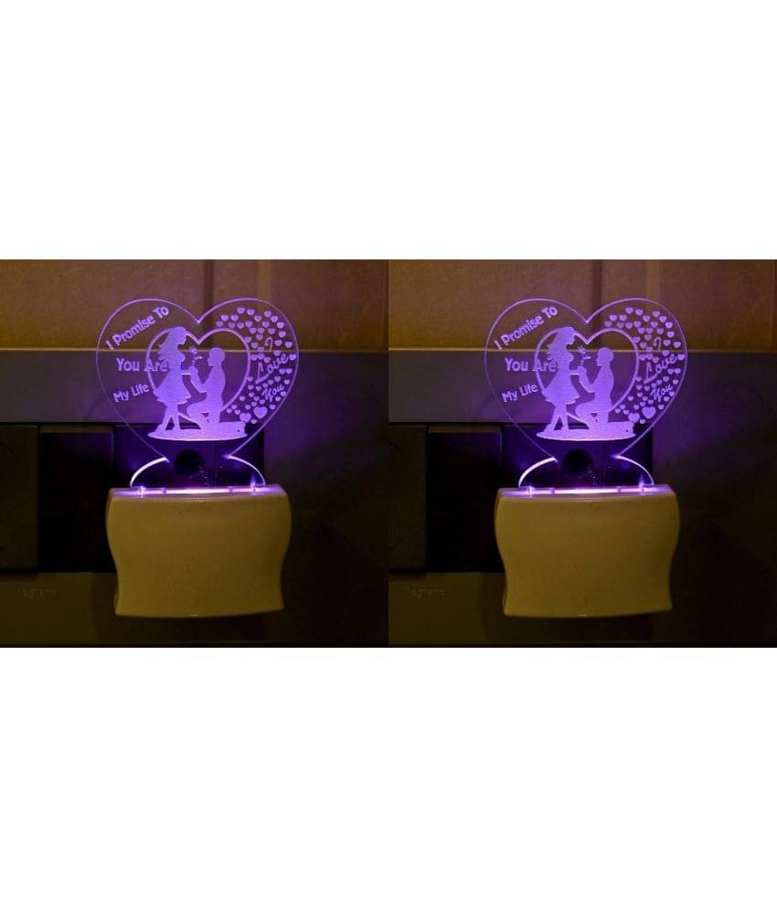 AFAST 3D Color Changing Plug & Play Valentine Gifting Night Lamp White - Pack of 2 AFAST 3D Color Changing Plug & Play Valentine Gifting Night Lamp White - Pack of 2