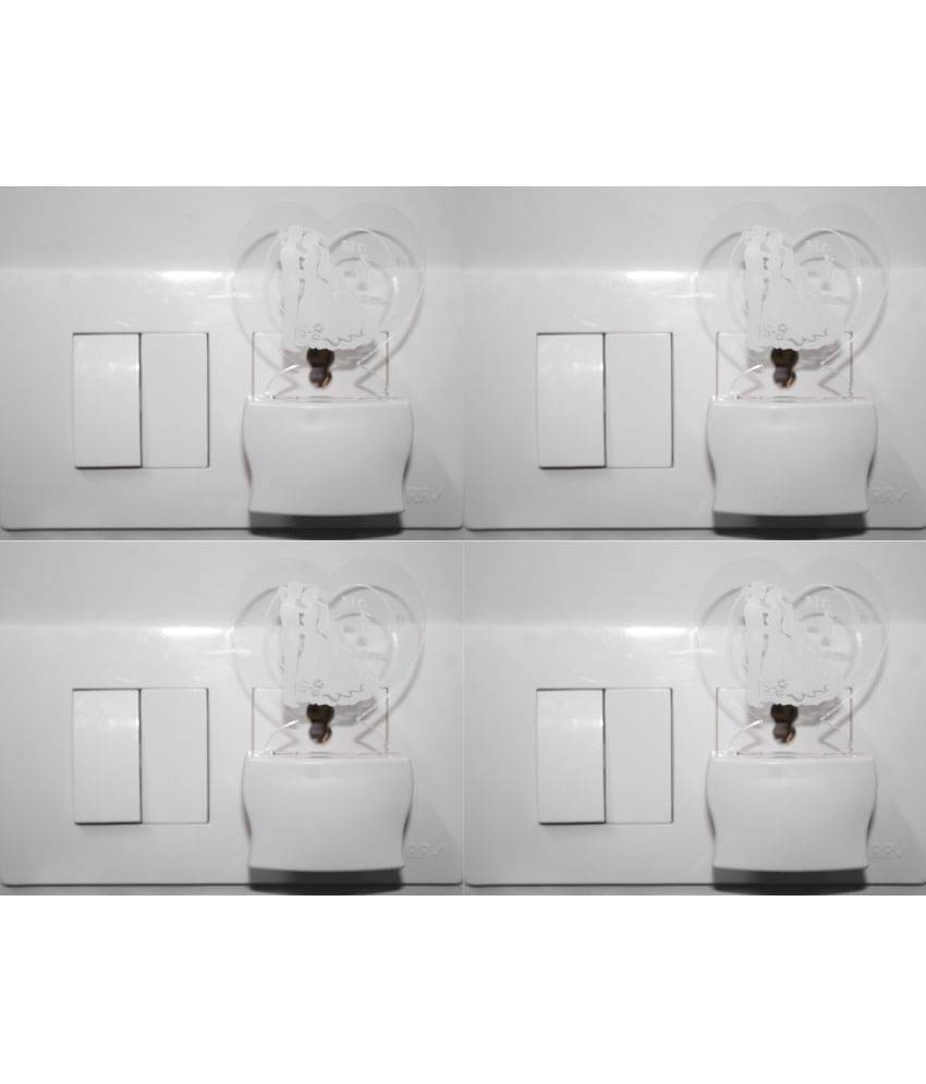     			AFAST 3D Color Changing Plug & Play Valentine Gifting Night Lamp White - Pack of 4