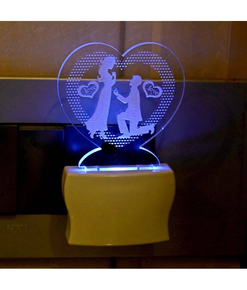 AFAST 3D Color Changing Plug & Play Valentine Gifting Night Lamp White - Pack of 1 AFAST 3D Color Changing Plug & Play Valentine Gifting Night Lamp White - Pack of 1