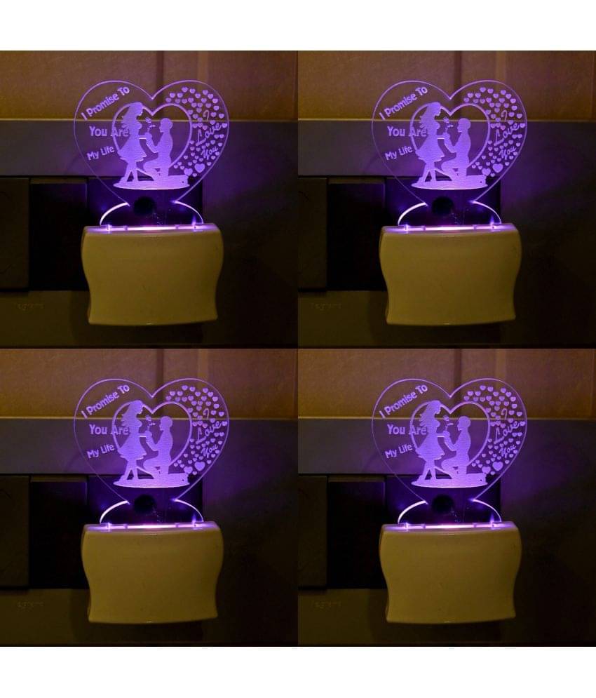     			AFAST 3D Color Changing Plug & Play Valentine Gifting Night Lamp White - Pack of 4