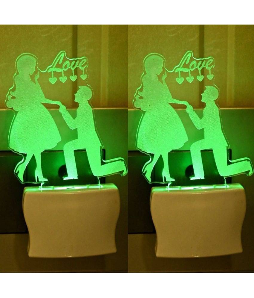     			AFAST 3D Color Changing Plug & Play Valentine Gifting Night Lamp White - Pack of 2
