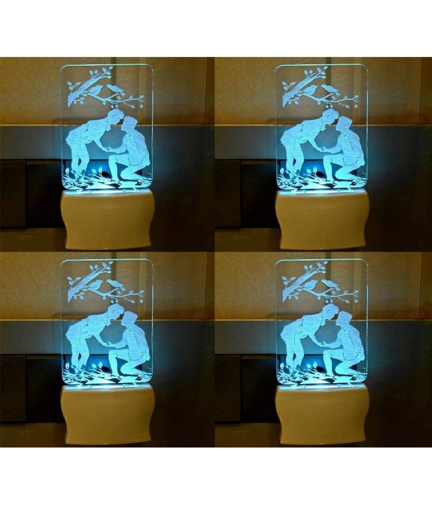     			AFAST 3D Color Changing Plug & Play Valentine Gifting Night Lamp White - Pack of 4