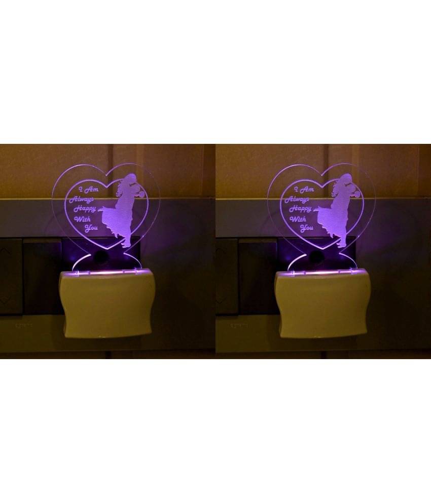     			AFAST 3D Color Changing Plug & Play Valentine Gifting Night Lamp White - Pack of 4