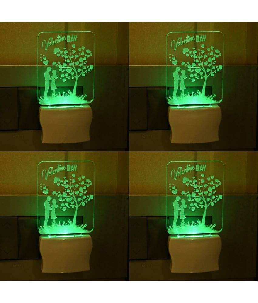    			AFAST 3D Color Changing Plug & Play Valentine Gifting Night Lamp White - Pack of 4
