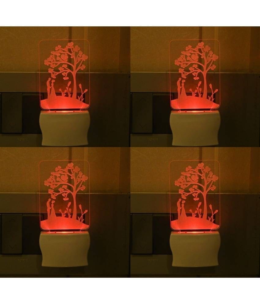     			AFAST 3D Color Changing Plug & Play Valentine Gifting Night Lamp White - Pack of 4
