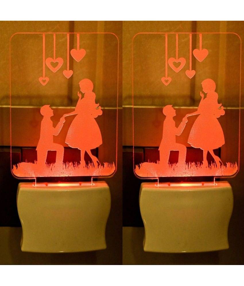     			AFAST 3D Color Changing Plug & Play Valentine Gifting Night Lamp White - Pack of 2