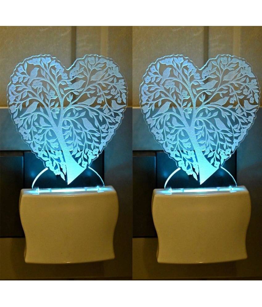     			AFAST 3D Color Changing Plug & Play Valentine Gifting Night Lamp White - Pack of 2