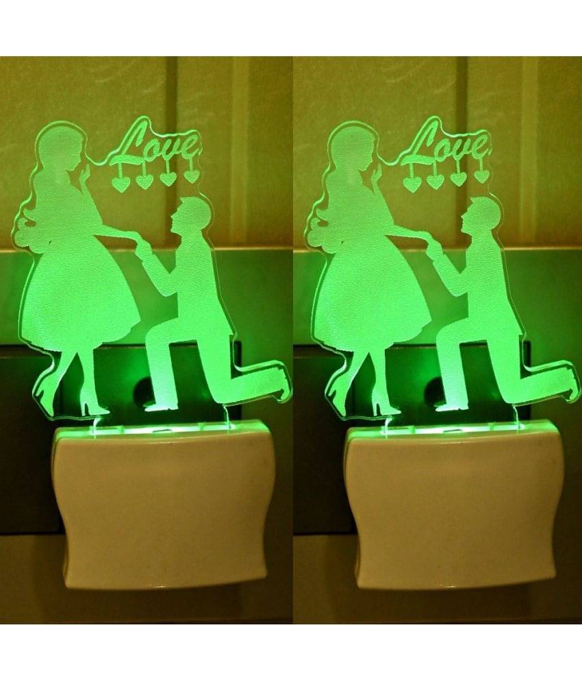 AFAST 3D Color Changing Plug & Play Valentine Gifting Night Lamp White - Pack of 2 AFAST 3D Color Changing Plug & Play Valentine Gifting Night Lamp White - Pack of 2