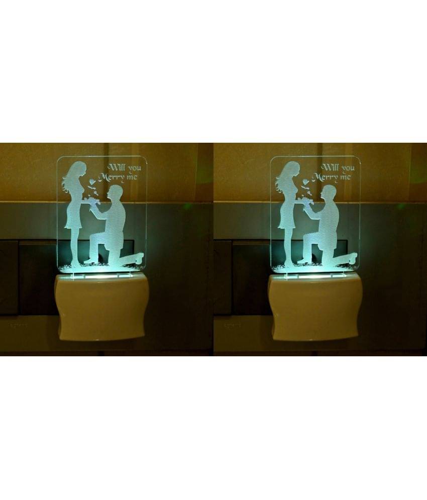 AFAST 3D Color Changing Plug & Play Valentine Gifting Night Lamp White - Pack of 2 AFAST 3D Color Changing Plug & Play Valentine Gifting Night Lamp White - Pack of 2