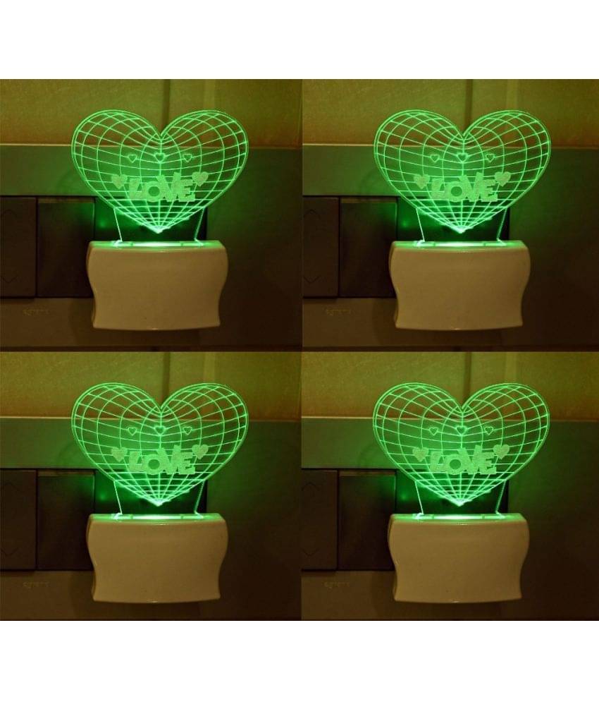 AFAST 3D Color Changing Plug & Play Valentine Gifting Night Lamp White - Pack of 4 AFAST 3D Color Changing Plug & Play Valentine Gifting Night Lamp White - Pack of 4