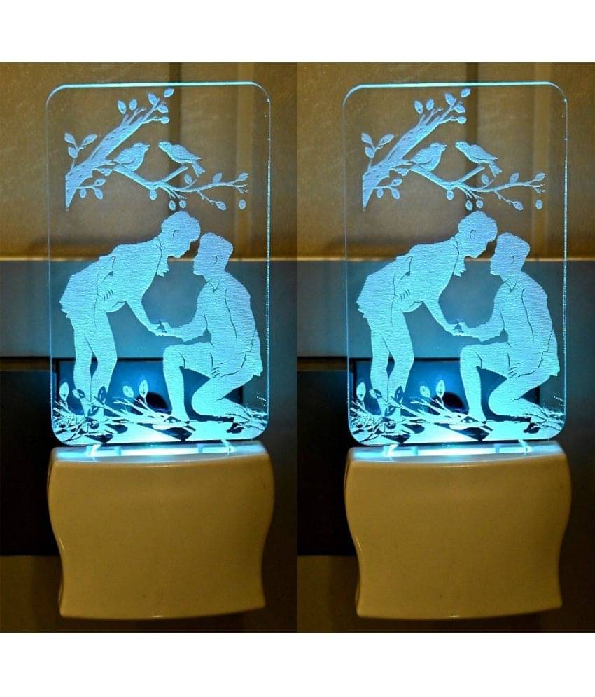     			AFAST 3D Color Changing Plug & Play Valentine Gifting Night Lamp White - Pack of 2