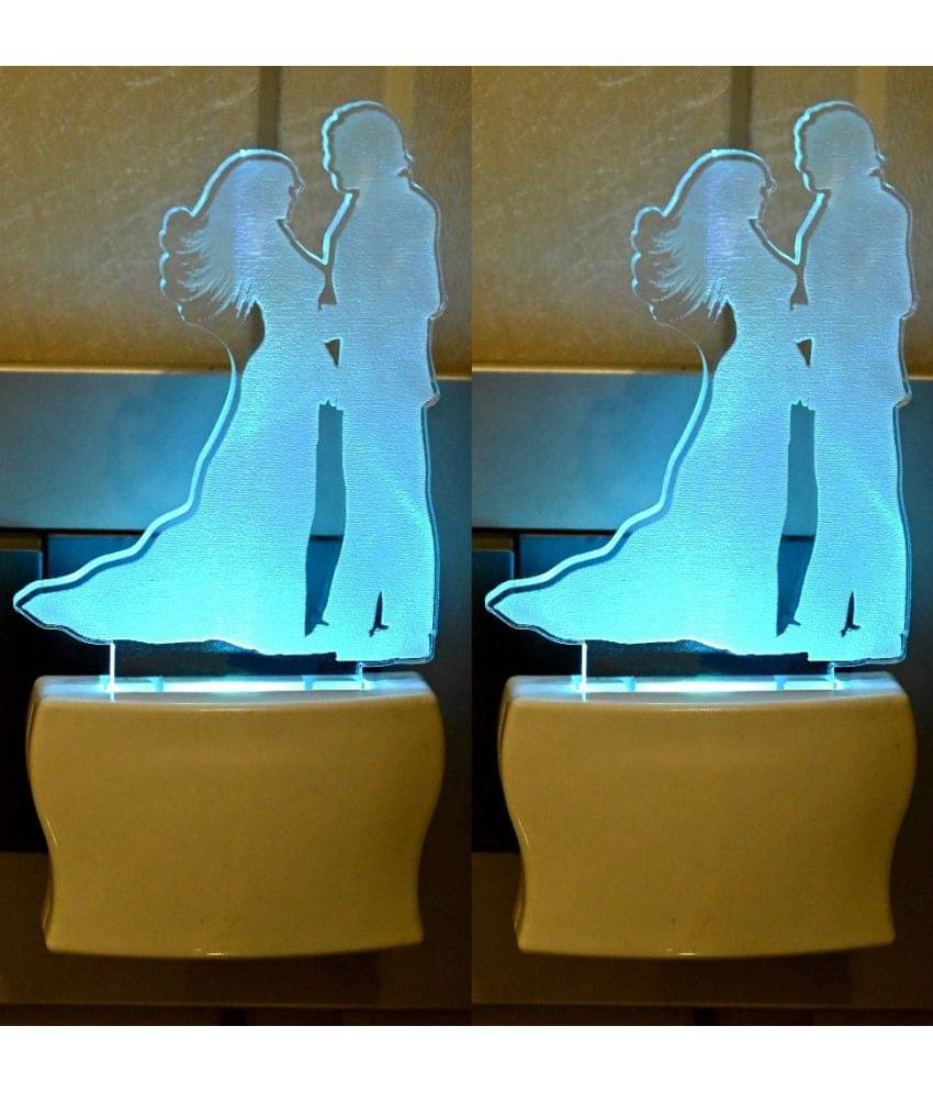     			AFAST 3D Color Changing Plug & Play Valentine Gifting Night Lamp White - Pack of 2