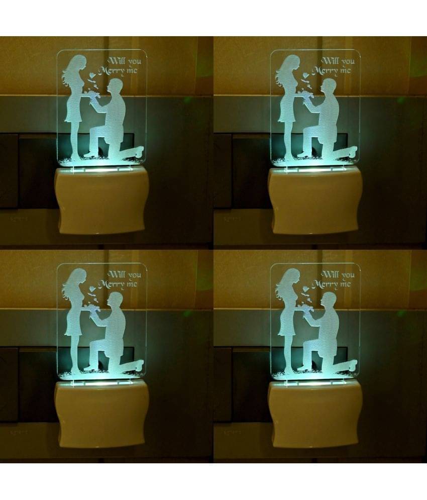     			AFAST 3D Color Changing Plug & Play Valentine Gifting Night Lamp White - Pack of 4