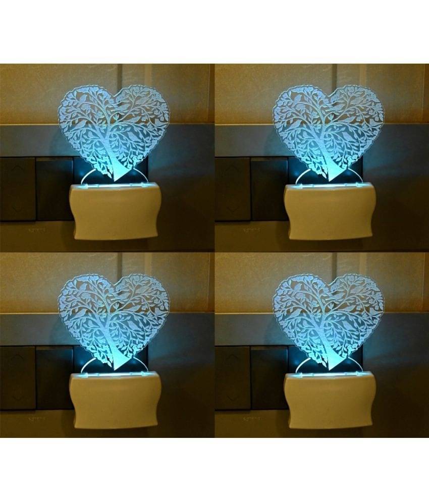     			AFAST 3D Color Changing Plug & Play Valentine Gifting Night Lamp White - Pack of 4