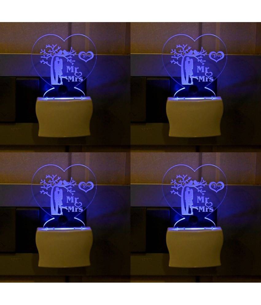     			AFAST 3D Color Changing Plug & Play Valentine Gifting Night Lamp White - Pack of 4