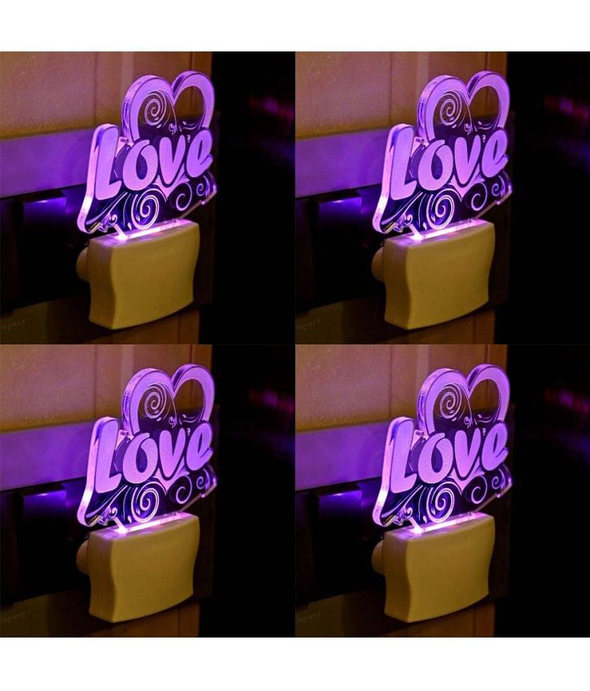     			AFAST 3D Color Changing Plug & Play Valentine Gifting Night Lamp White - Pack of 4
