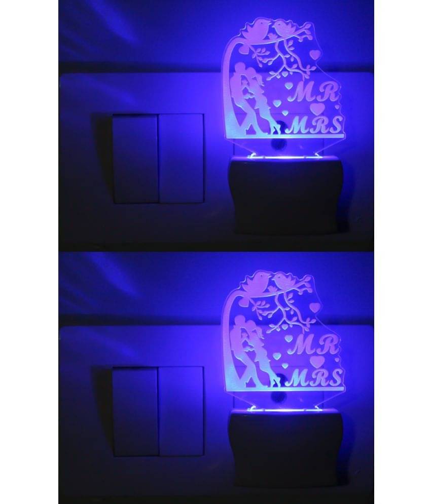     			AFAST 3D Color Changing Plug & Play Valentine Gifting Night Lamp White - Pack of 2