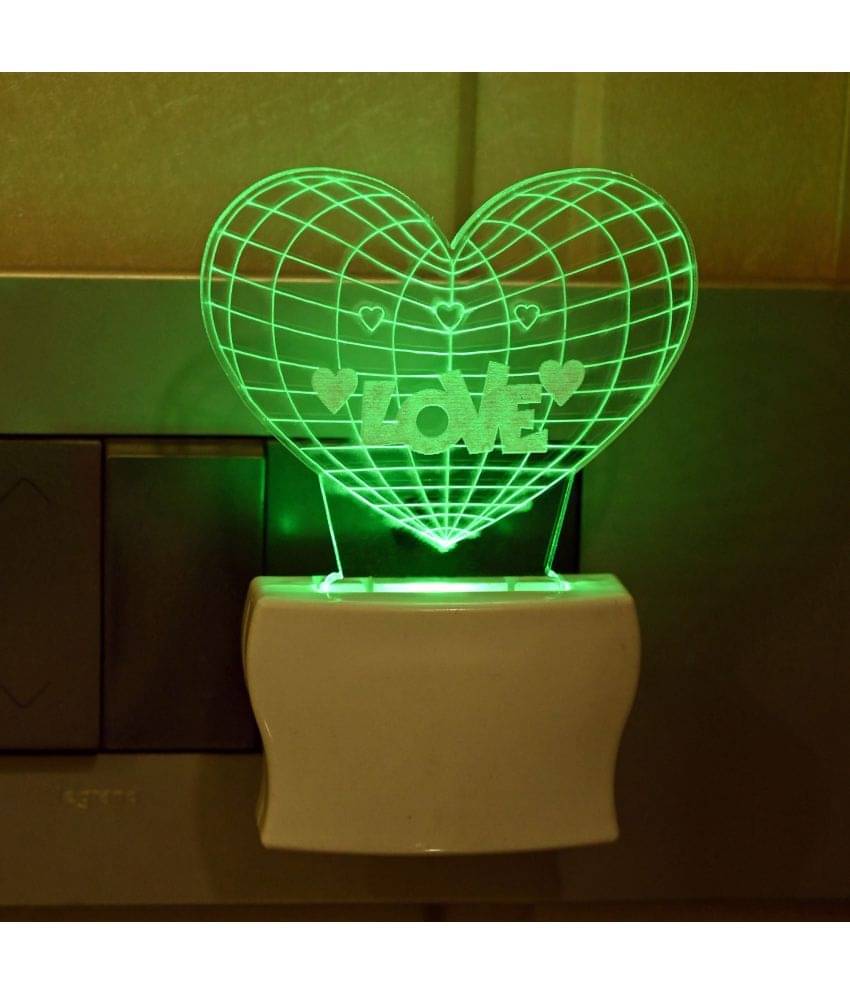 AFAST 3D Color Changing Plug & Play Valentine Gifting Night Lamp White - Pack of 1 AFAST 3D Color Changing Plug & Play Valentine Gifting Night Lamp White - Pack of 1