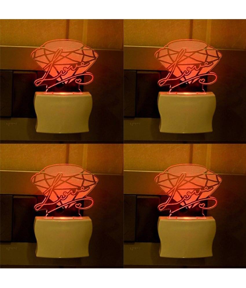 AFAST 3D Color Changing Plug & Play Valentine Gifting Night Lamp White - Pack of 4 AFAST 3D Color Changing Plug & Play Valentine Gifting Night Lamp White - Pack of 4