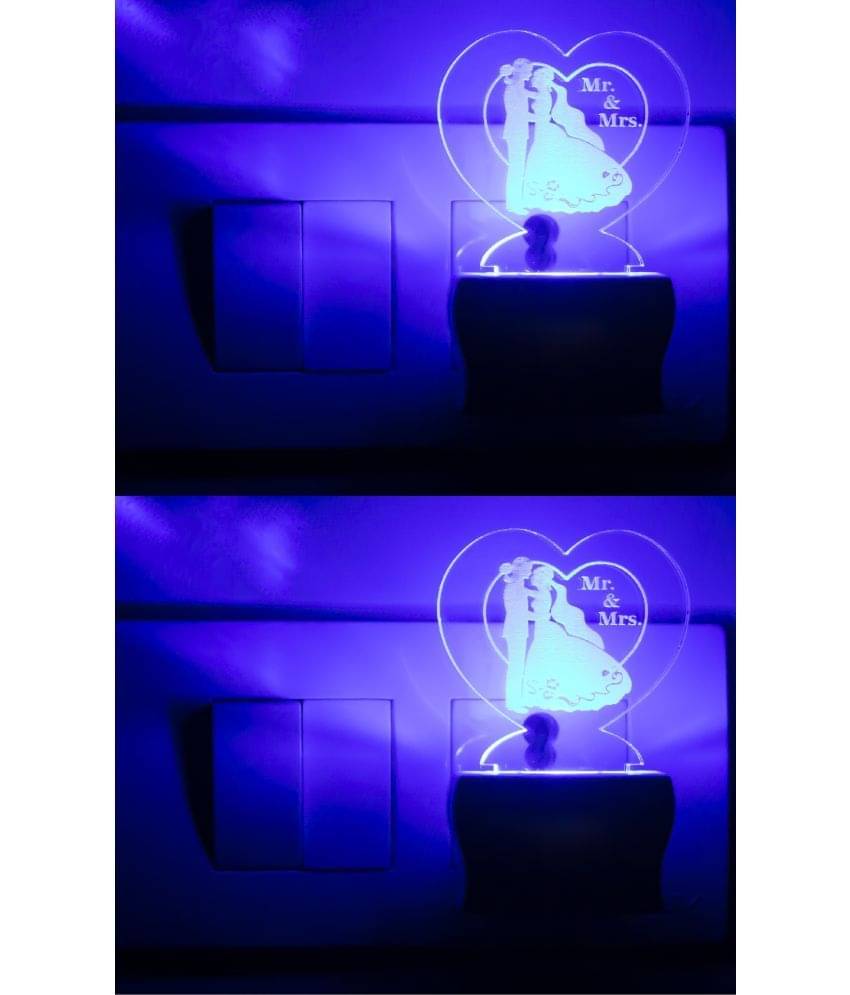     			AFAST 3D Color Changing Plug & Play Valentine Gifting Night Lamp White - Pack of 2