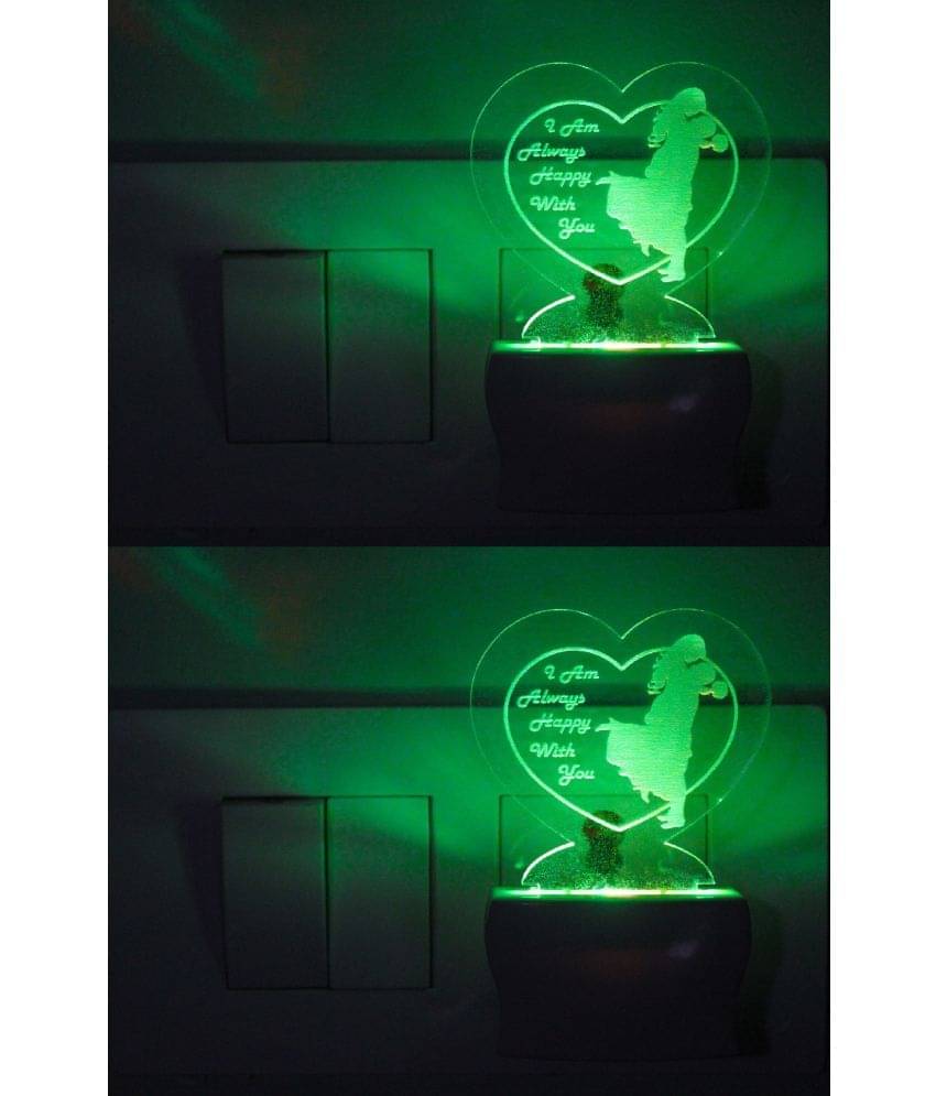     			AFAST 3D Color Changing Plug & Play Valentine Gifting Night Lamp White - Pack of 2