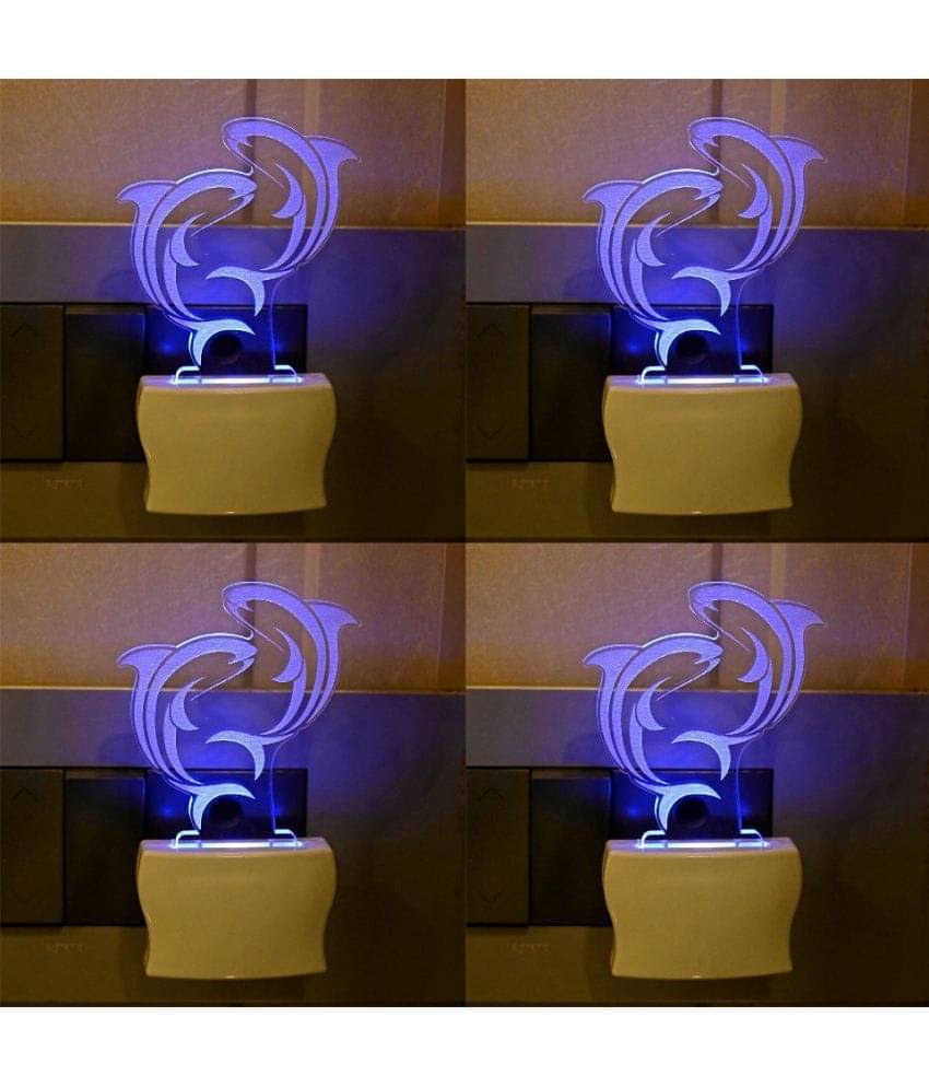     			AFAST 3D Color Changing Plug & Play Valentine Gifting Night Lamp White - Pack of 4