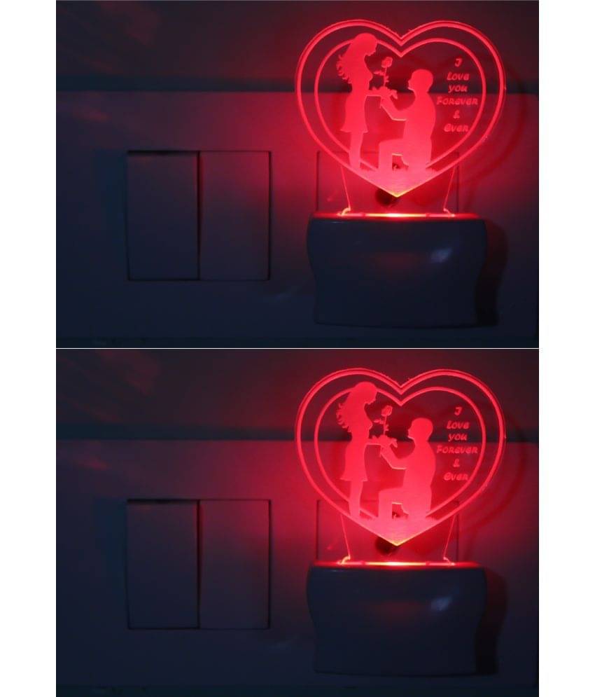 AFAST 3D Color Changing Plug & Play Valentine Gifting Night Lamp White - Pack of 2 AFAST 3D Color Changing Plug & Play Valentine Gifting Night Lamp White - Pack of 2