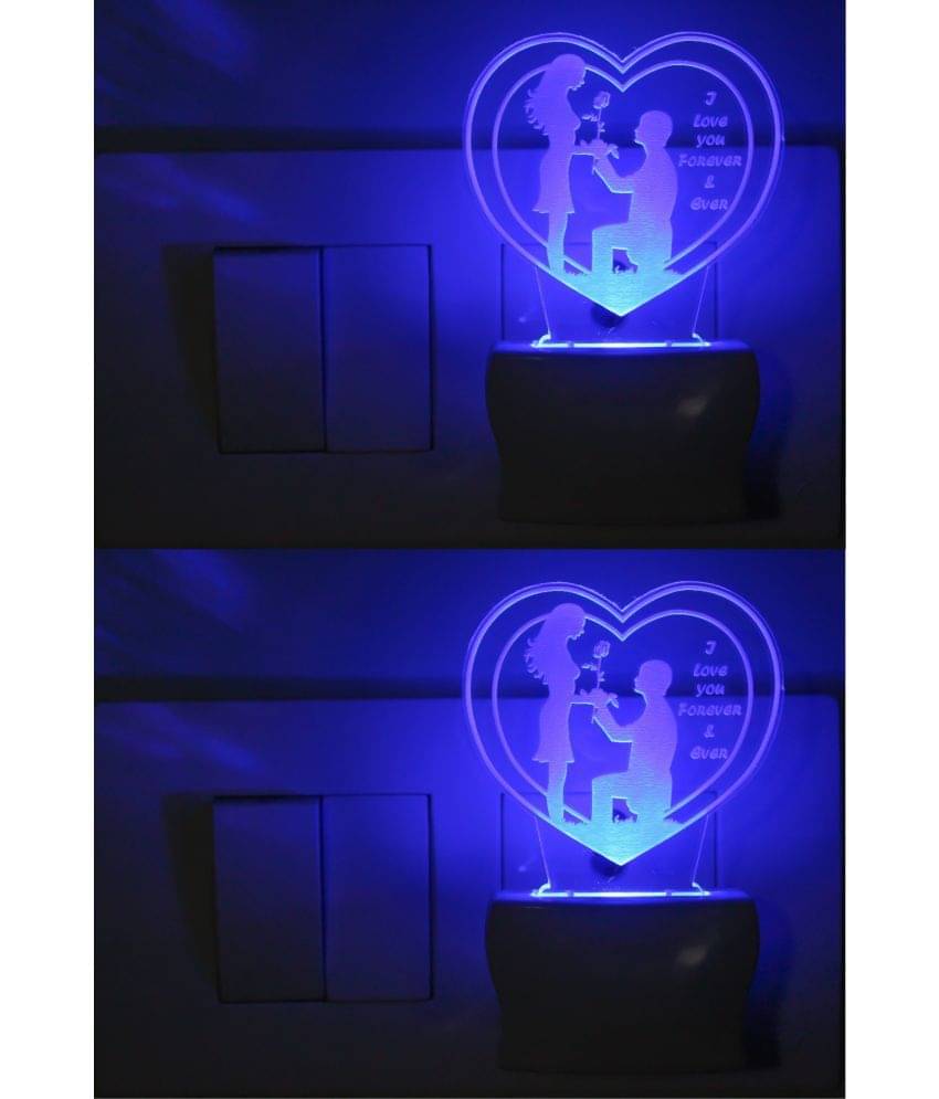     			AFAST 3D Color Changing Plug & Play Valentine Gifting Night Lamp White - Pack of 2