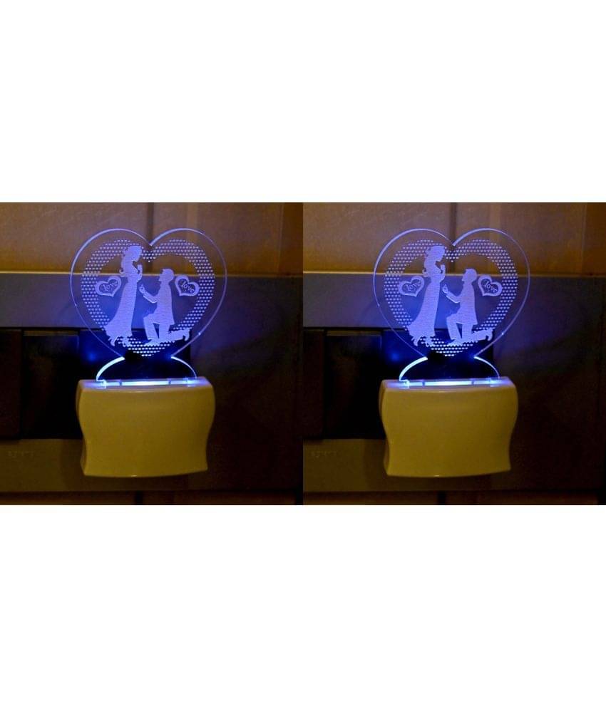     			AFAST 3D Color Changing Plug & Play Valentine Gifting Night Lamp White - Pack of 2
