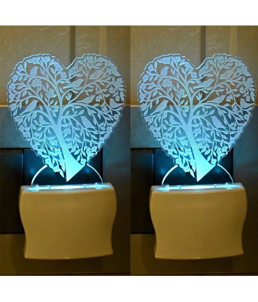 AFAST 3D Color Changing Plug & Play Valentine Gifting Night Lamp White - Pack of 2 AFAST 3D Color Changing Plug & Play Valentine Gifting Night Lamp White - Pack of 2