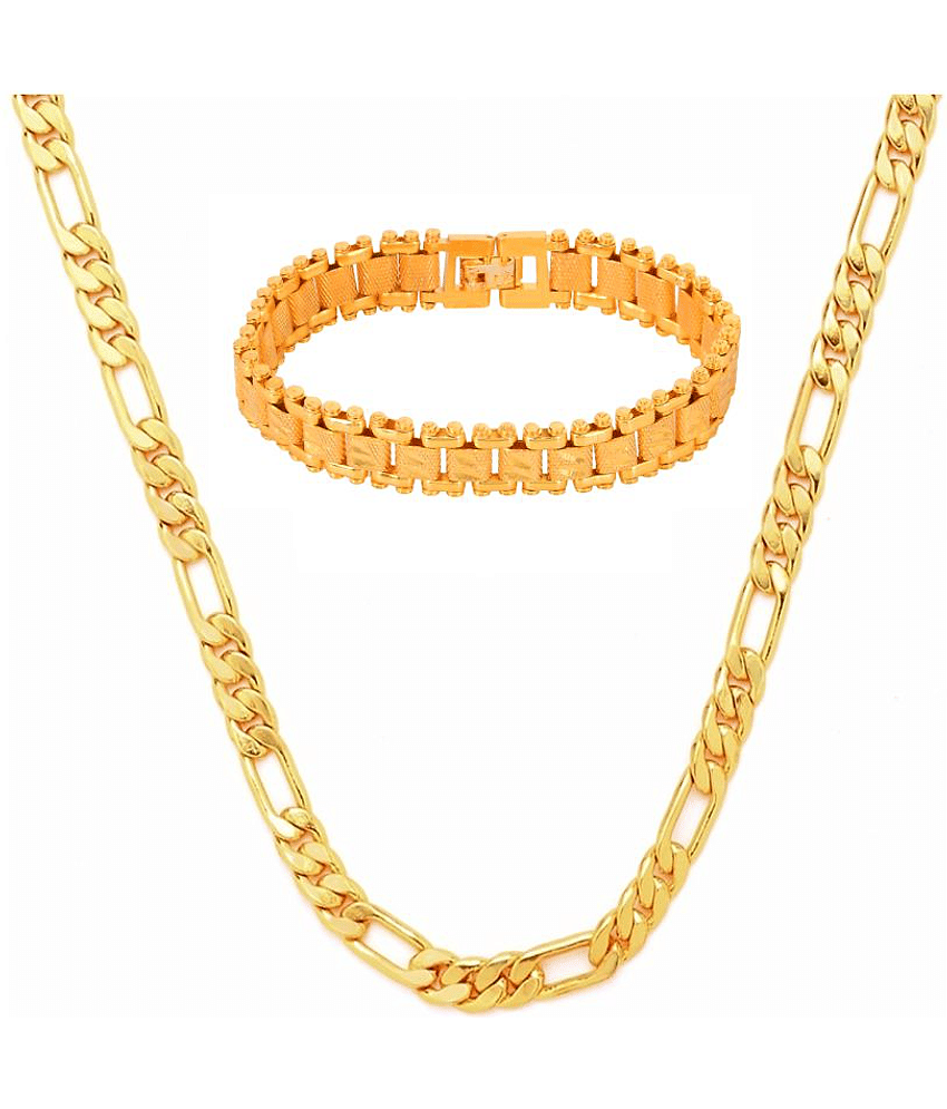 Jewar Mandi Gold Plated 22 Inches Long The Sachin Chain For Men's & Boys With Bracelet - Bangles & Bracelets | Buy online on ZillyBuy