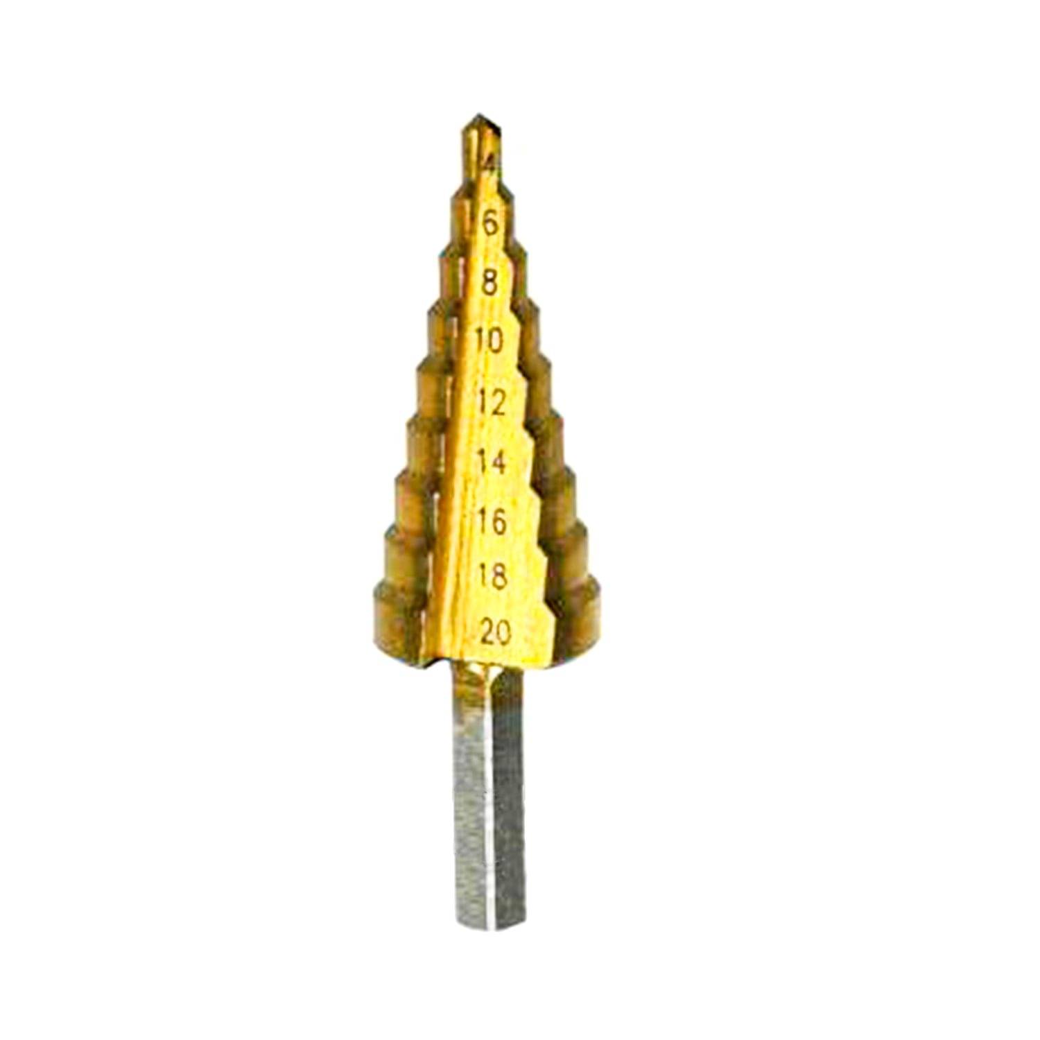     			Titanium HSS 9-Step Cone Drill Hex Shank 1/4 Hole Cutter Drilling Tool (4-20 mm)