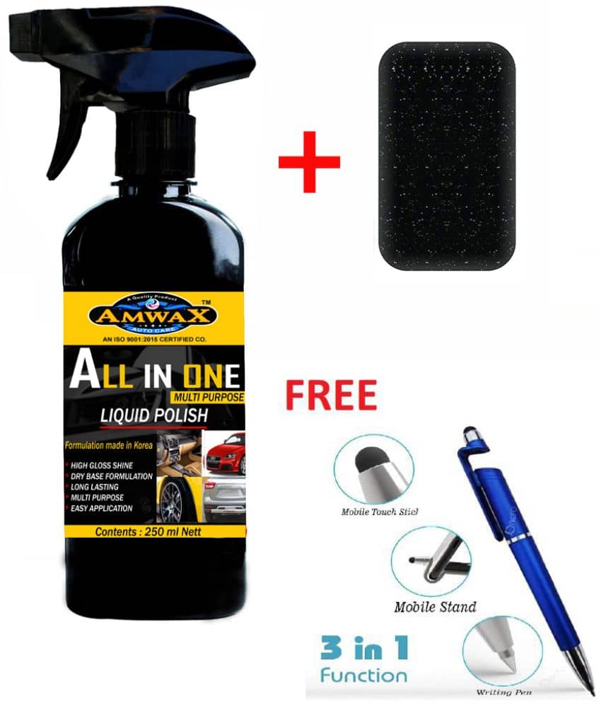 AMWAX ALL IN ONE POLISH 250 ML WITH APPLICATOR + FREE 3 IN ONE PEN (MULTICOLOUR)