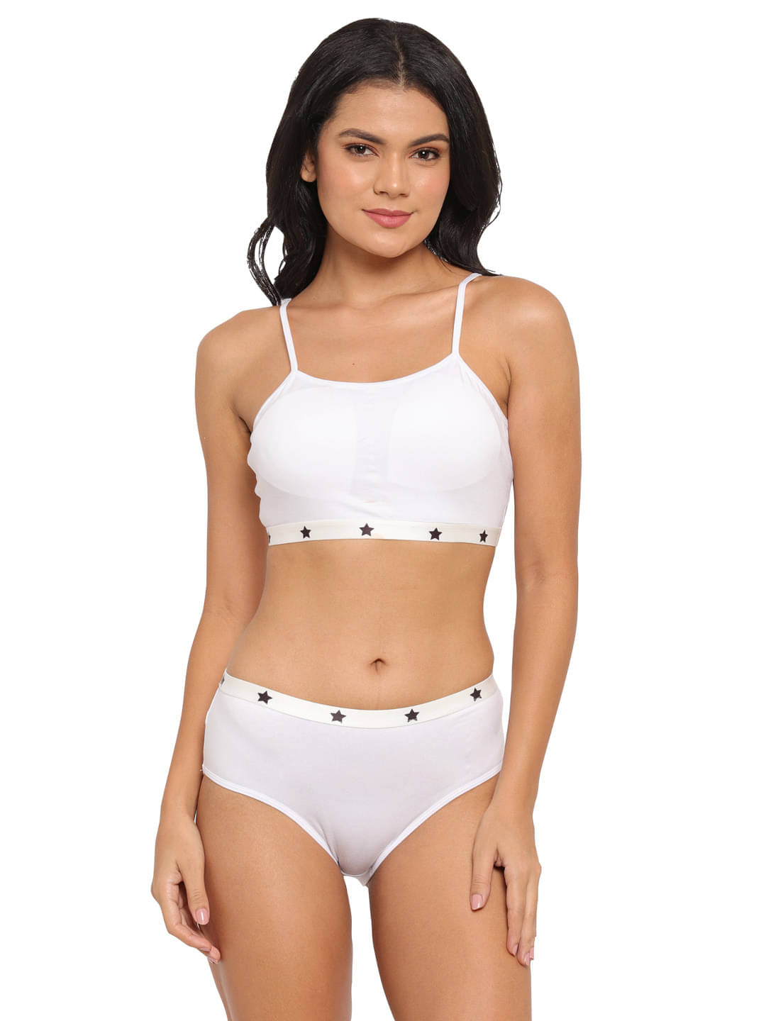    			N-Gal Cotton Lycra Women's Bra & Panty Set ( White )