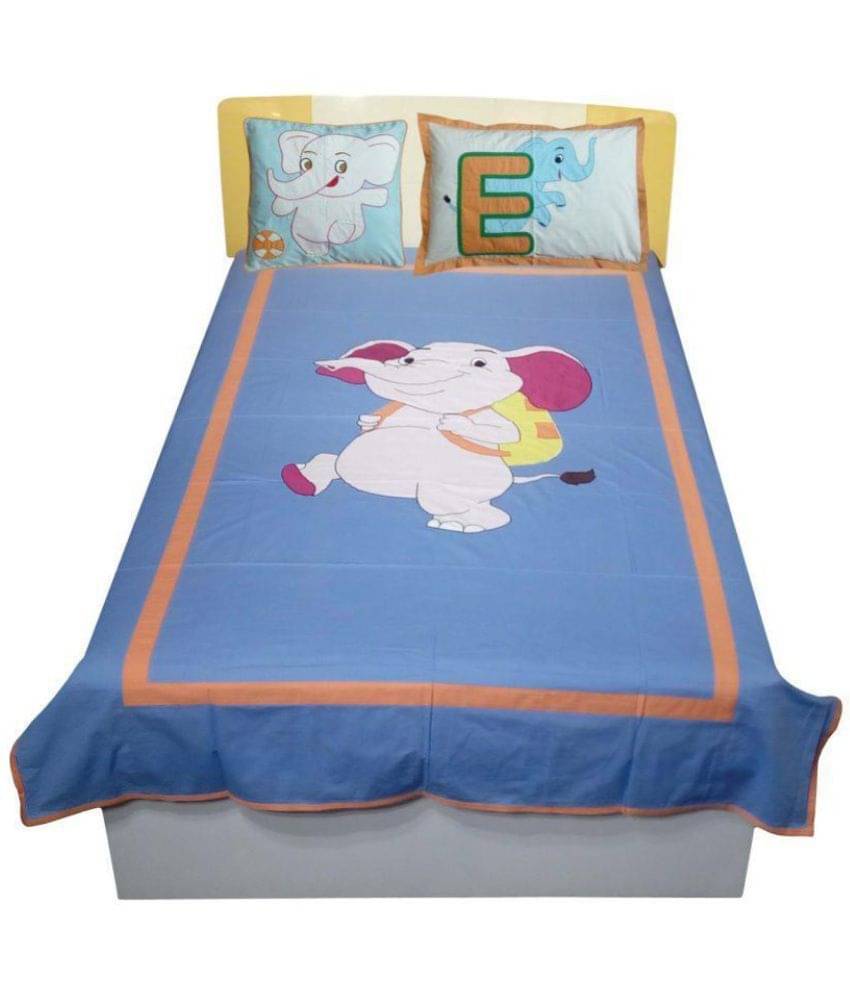     			HUGS N RUGS Cotton Single Bedsheet ( Blue )