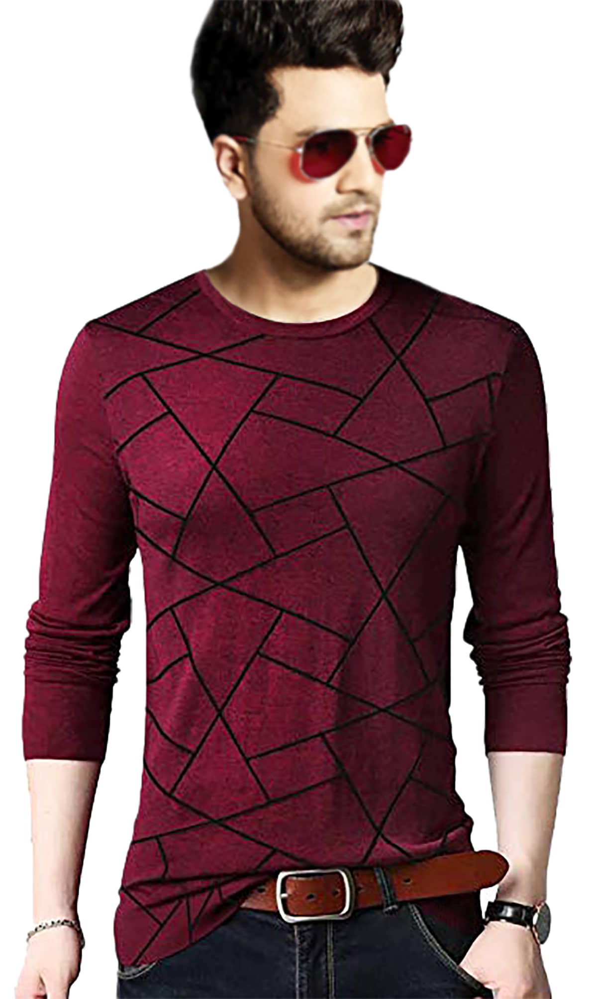 Leotude Pack of 1 Cotton Blend Regular Fit Men's T-Shirt ( Maroon )