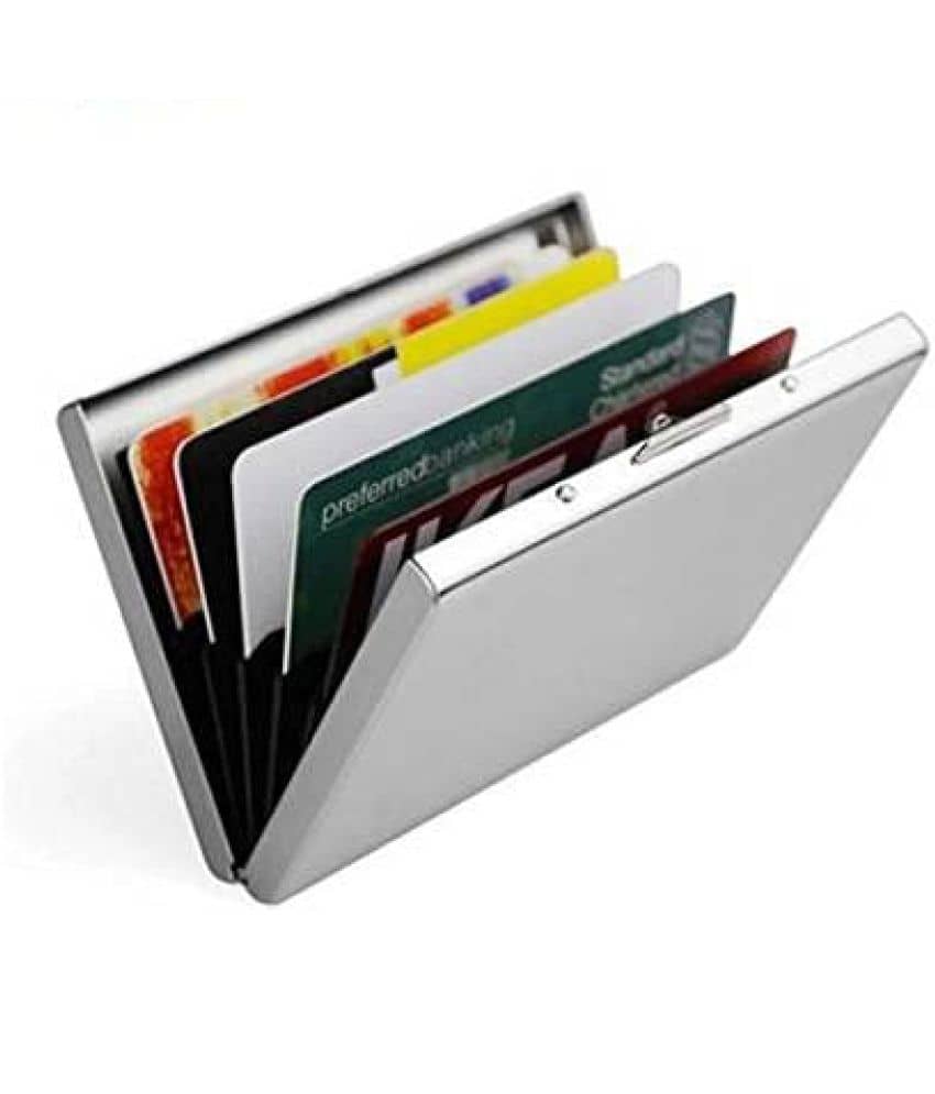 STYLE SHOES 6 Slots Steel RFID Blocking Metal Credit Card Holder Wallet for Men & Boys (9.5cm x 6.7cm x 1.5cm ,Silver) - Handbags | Buy online on ZillyBuy