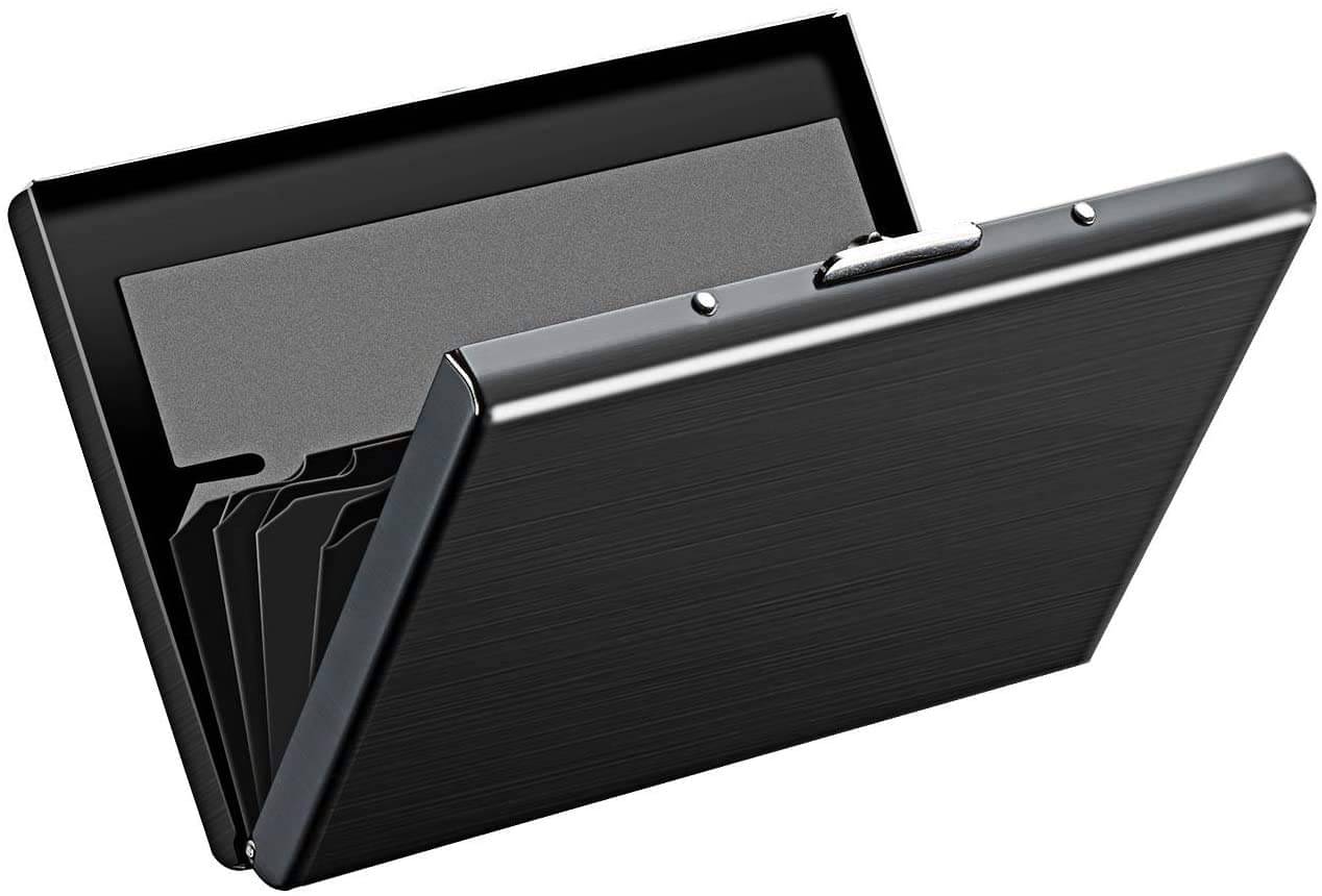     			STYLE SHOES 6 Slots Steel RFID Blocking Metal Credit Card Holder Wallet for Men & Boys (9.5cm x 6.7cm x 1.5cm ,Black)