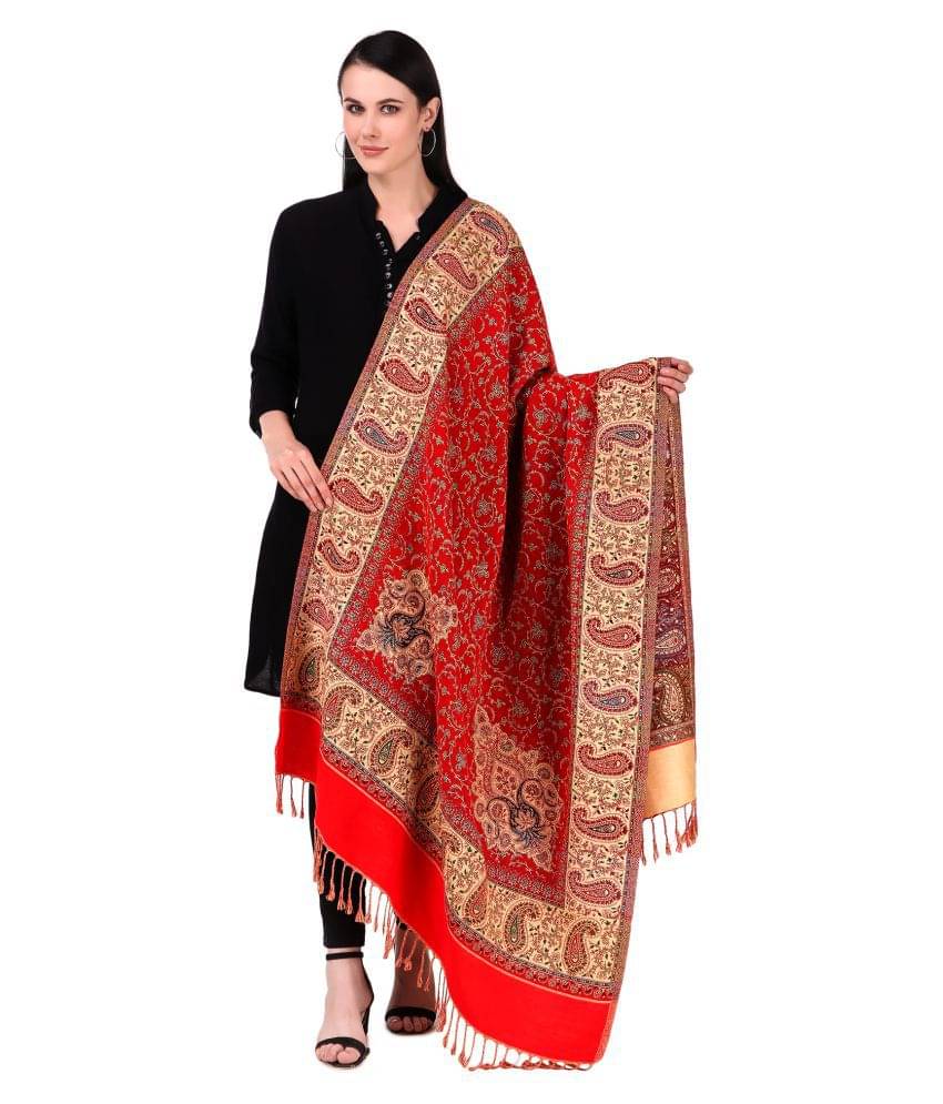     			Bravezi Red Paisley Shawl - Single