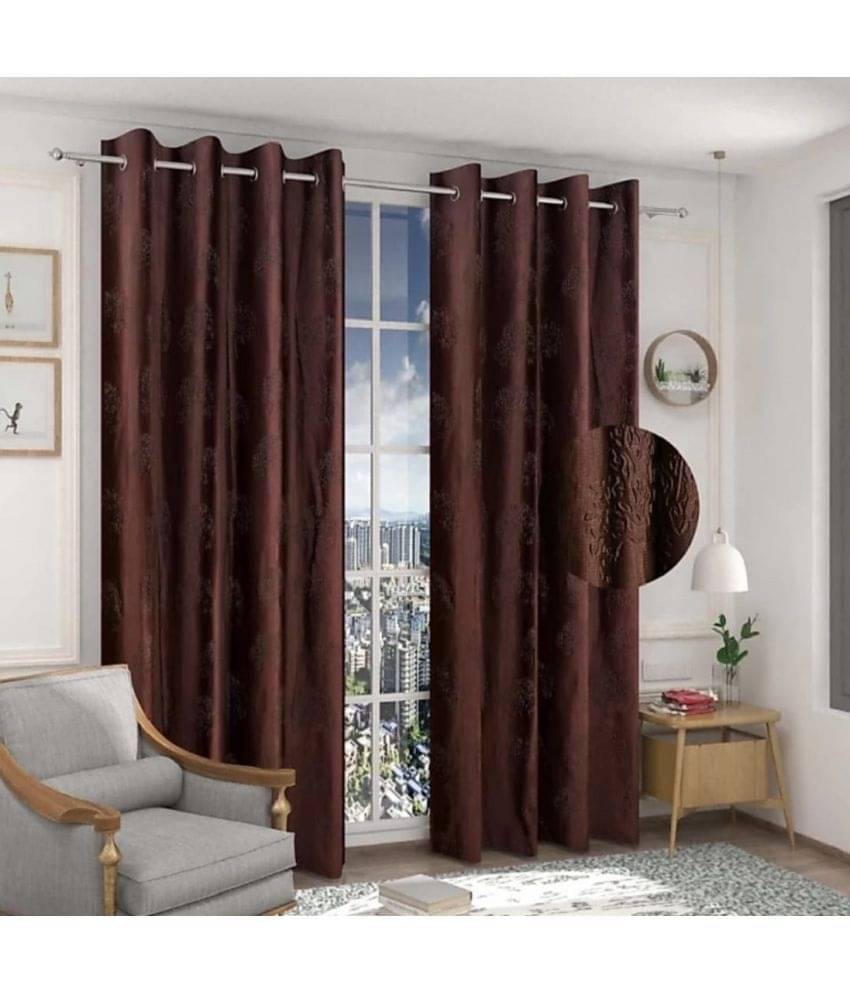     			GCPL Set of 2 Door Semi-Transparent Eyelet Net Multi Color Curtains ( 214 x 122 cm )