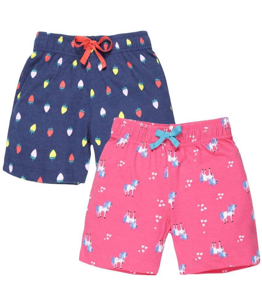     			PLUM TREE Pack of 2 Girls Cotton Cycling Shorts ( Navy )