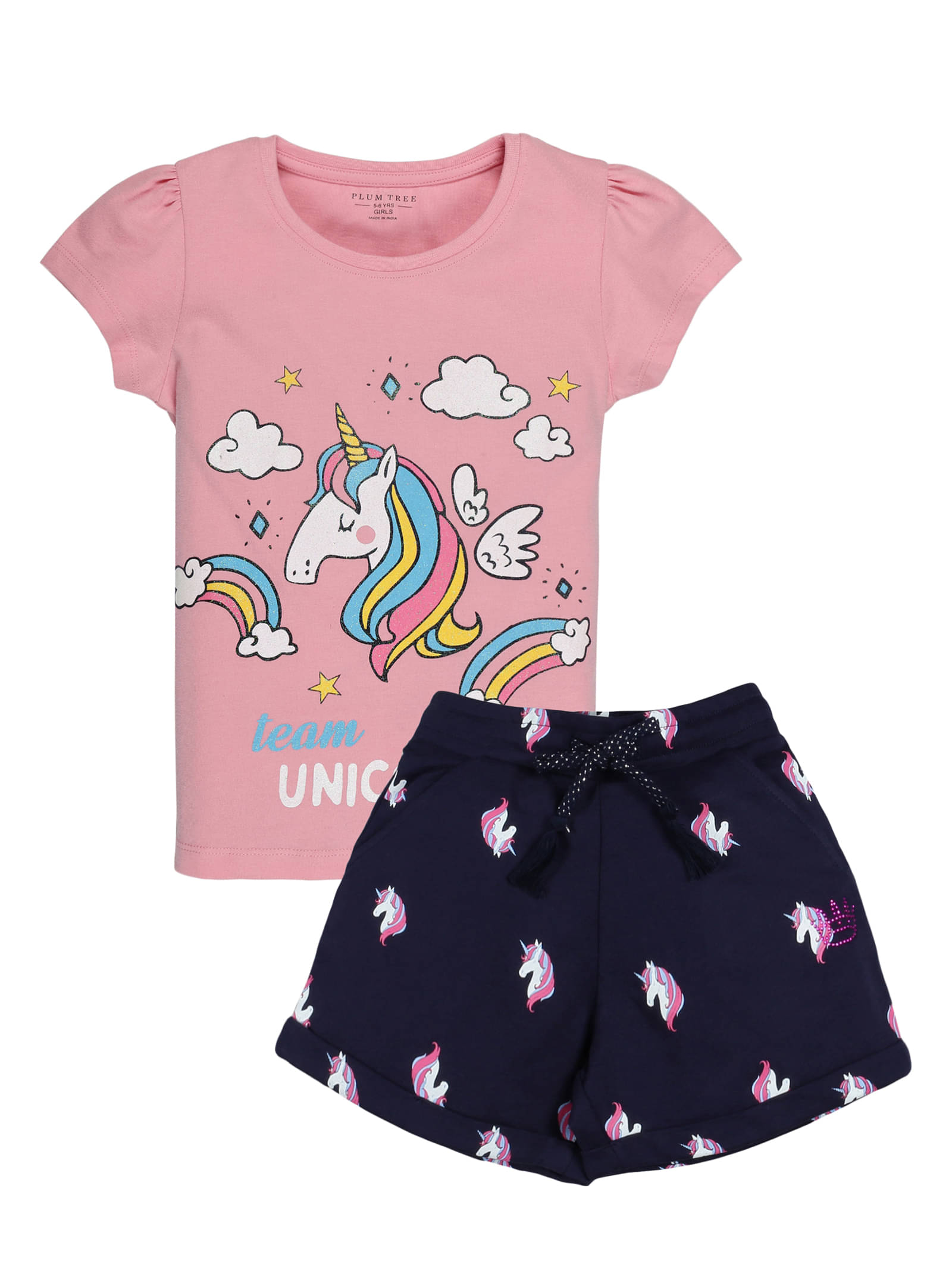     			PLUM TREE Girls 100% Cotton T-shirt With ( Light Pink )