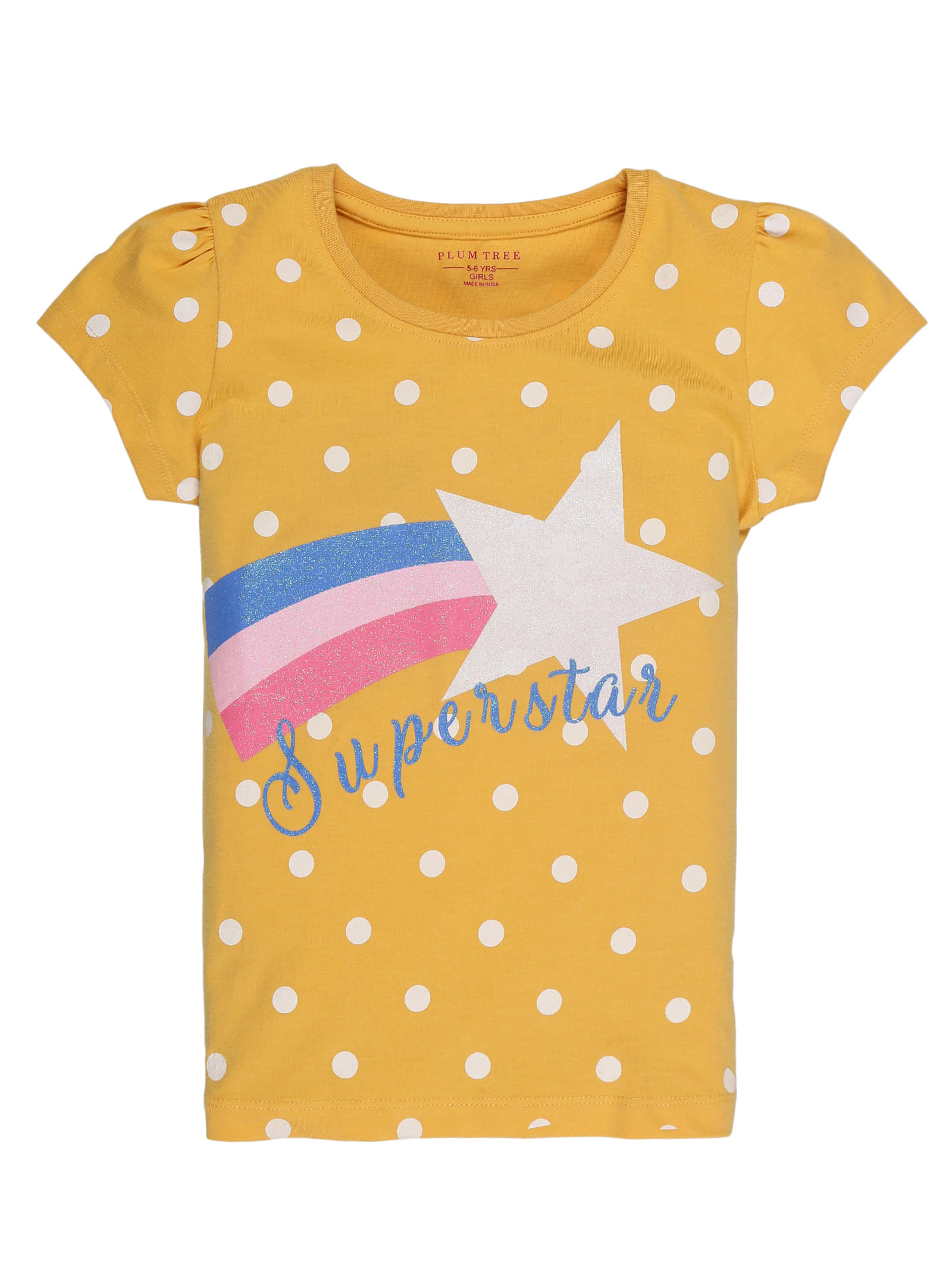     			PLUM TREE Pack of 2 Girls 100% Cotton T-Shirts ( Yellow )