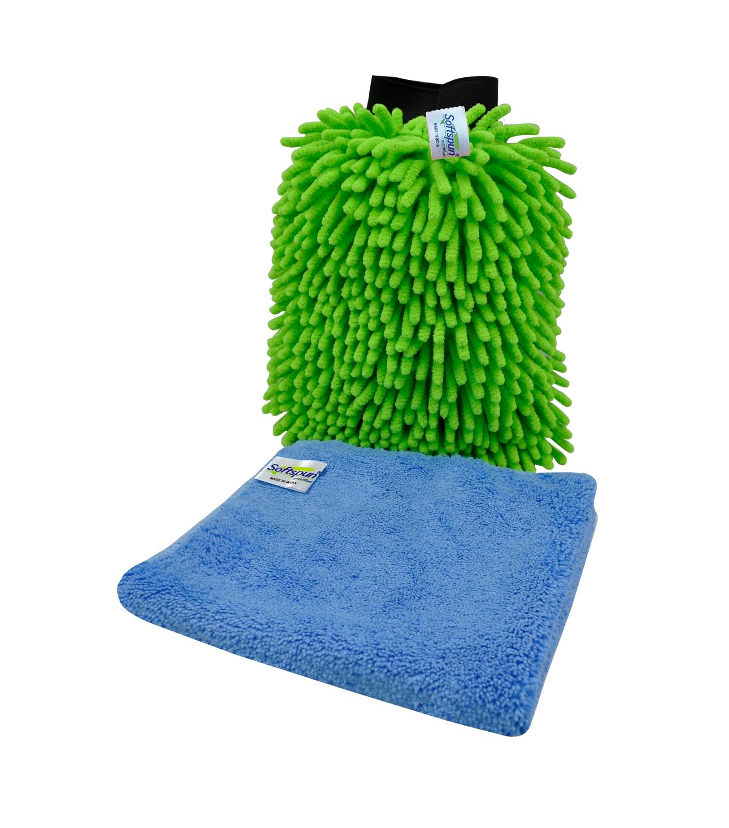SOFTSPUN Set of 2 - Microfiber Single-Side Glove 1700 GSM with Cleaning Towel 380 GSM 20x30 Multi-Purpose Super Absorbent SOFTSPUN Set of 2 - Microfiber Single-Side Glove 1700 GSM with Cleaning Towel 380 GSM 20x30 Multi-Purpose Super Absorbent