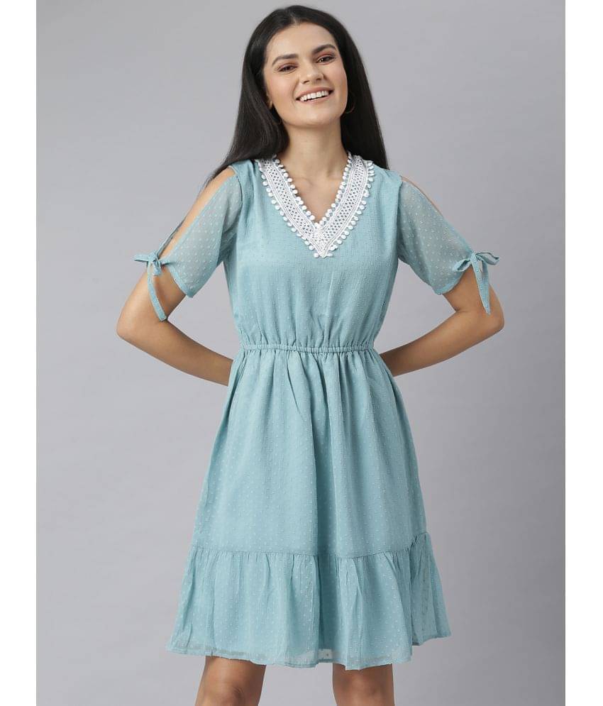 StyleStone Women Chiffon Fit & Flare Dress ( Green ) StyleStone Women Chiffon Fit & Flare Dress ( Green )